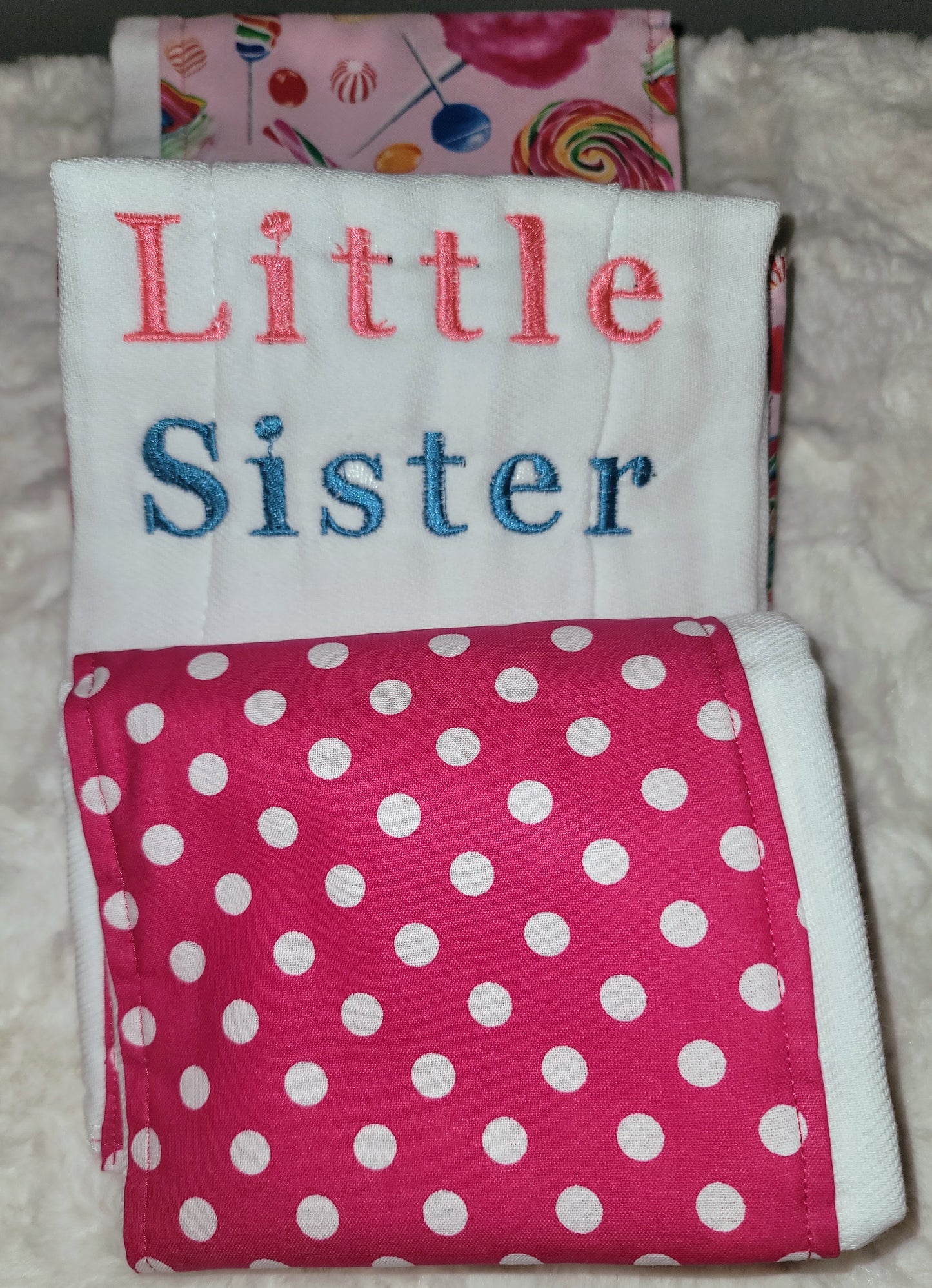 "Little Sister" Cotton Candy Burp Cloth