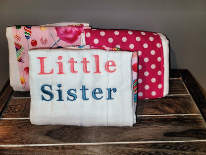 "Little Sister" Cotton Candy Burp Cloth