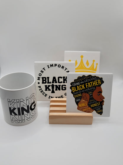 African American Fatherhood Ceramic Coaster Sets