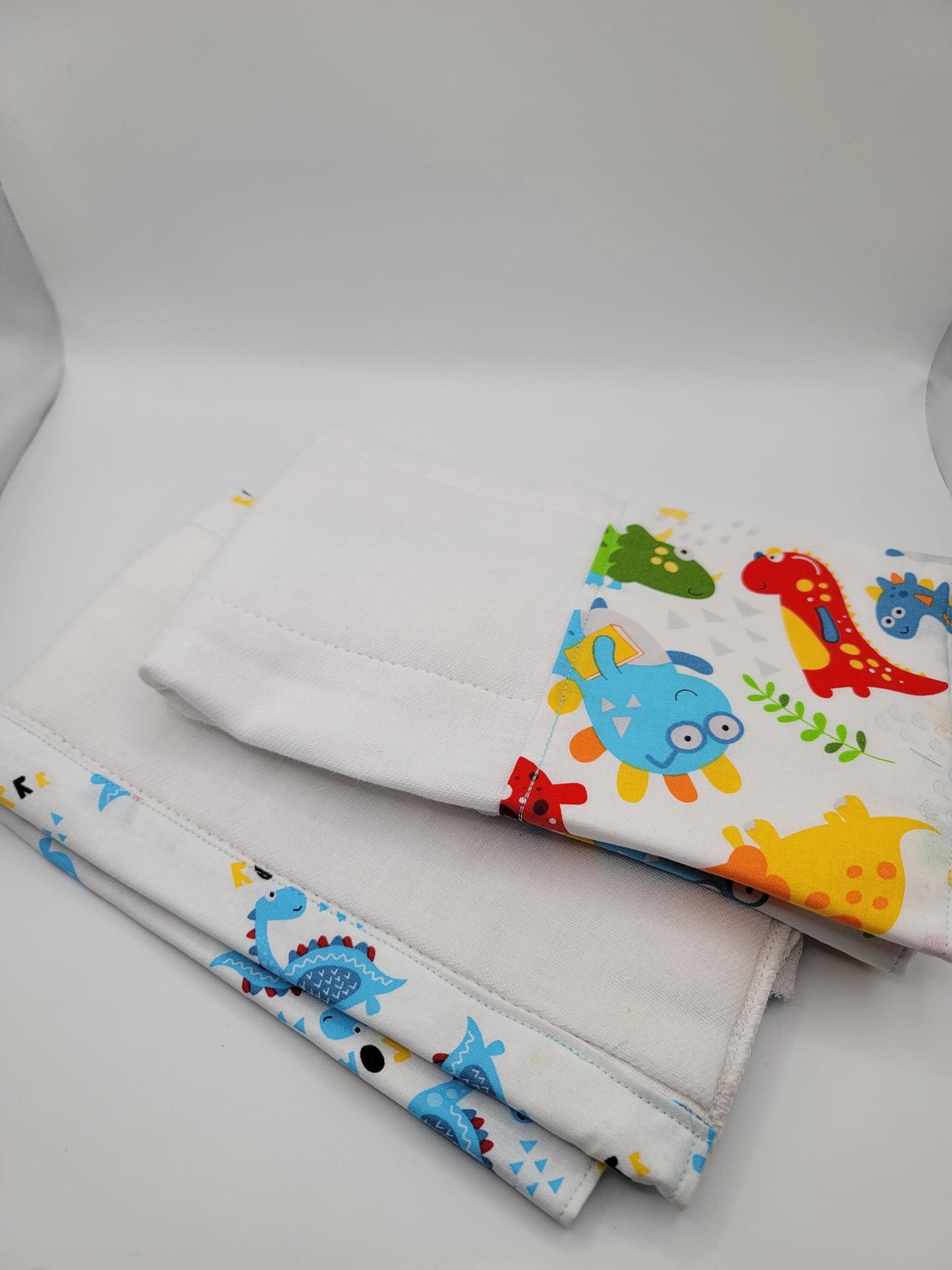 Dinosaur Roar Burp Cloths/ White Absorbent Towels/2 Piece Bundle Set/ New Parents Gift/ Toddler Clean Up Kit/ Play Date Accessories/