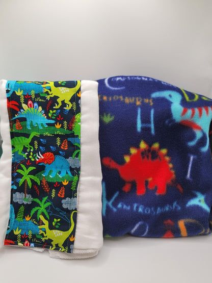 Dinosaur Roar Blanket Bundle Set/ Rare Burp Cloth Set/ New Parents Gift/ Gender Neutral Gift/ Faux Fur Throw/ Fleece Covering/ Play Mat